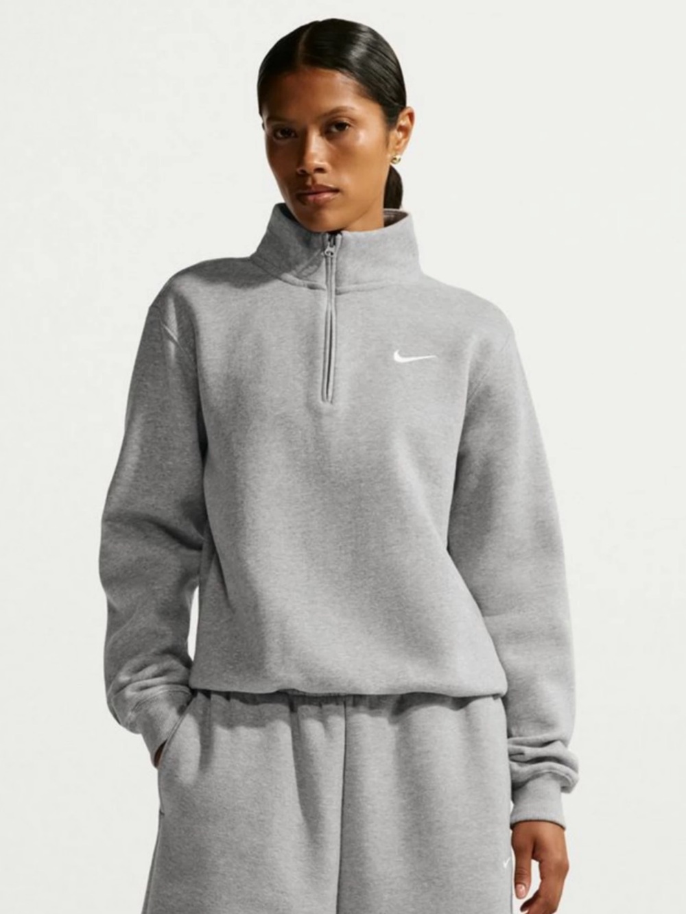 Nike Light Gray Women's Half-Zip Fleece Pullover